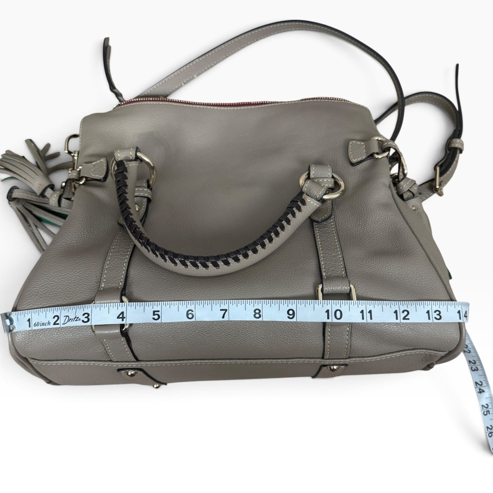 Dooney & Bourke Pebble Leather Satchel & Wallet Set Women Taupe Tassel Crossbody - Picture 5 of 16
